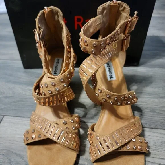 Not Rated Serpentina Rose Gold Embellished Wedge Sandal.  Size 9.  Worn once. - Picture 5 of 10
